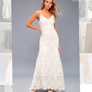 Lulus Flynn White Lace Maxi Dress